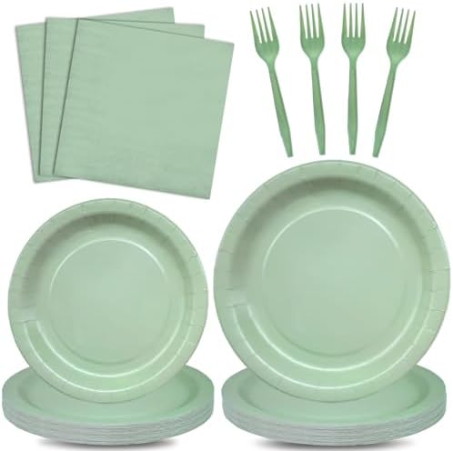Gistome 96 Piece Sage Green Tableware Set for 24 Guests