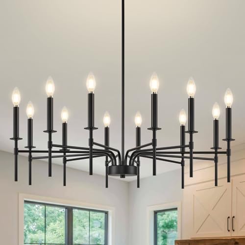 Qamra 12 Light Metal Black Chandelier for Dining Room