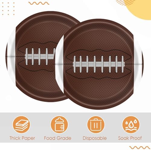Football Party Supplies Kit 60Pcs 7Inch Paper Plates