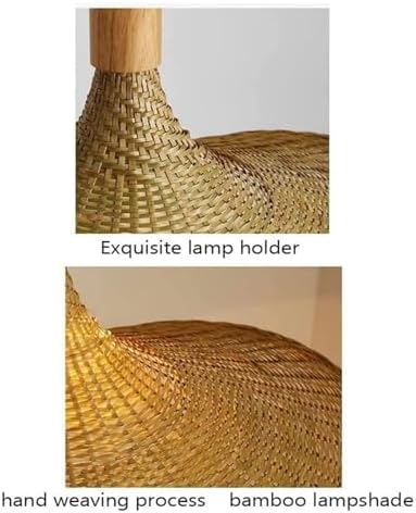 KADELONG Rattan Chandelier Pendant Light Wicker Retro E26 E27 Ceiling Lampshade