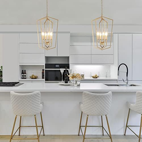 ZEVNI Gold 4-Light Chandelier Pendant Light