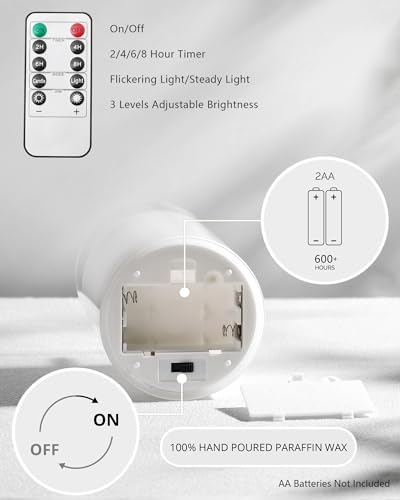 Stmarry 3D Flickering LED Candles with Remote and Timer Set of 3 Clear