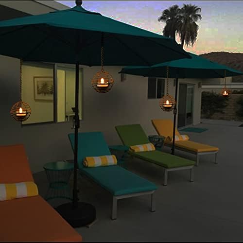 Solar Hanging Lanterns Outdoor Waterproof Rust Iron Ball Candle Holder 4Pack
