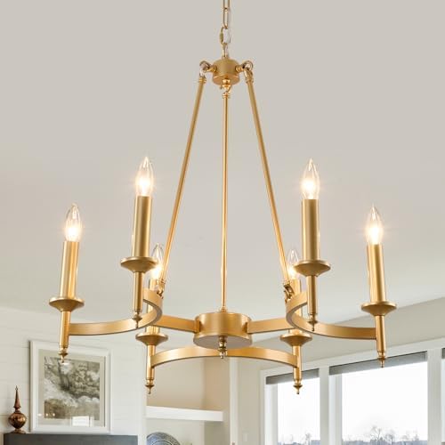 24 Inch Modern Gold Chandelier 6 Light