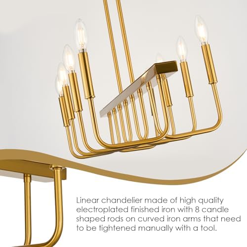 Niloah 8 Light Brushed Gold Chandelier Modern