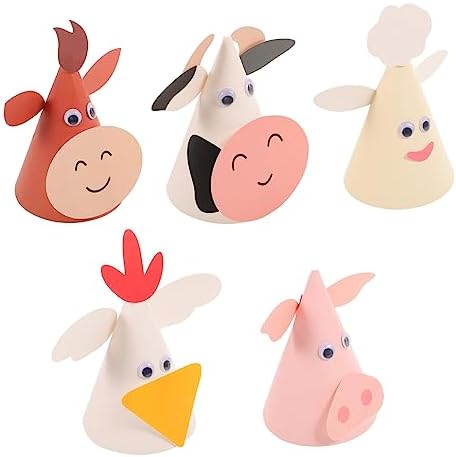 Toyvian 5pcs Animal Theme Birthday Hats for Kids Parties