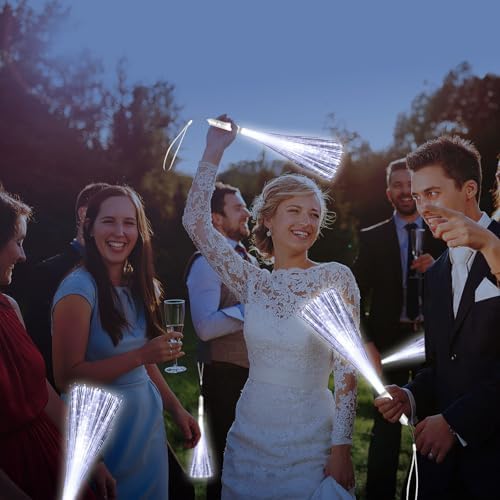 30 Pack White Fiber Optic Wands LED Flashing Sticks for Parties