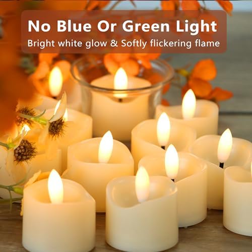 12 Pack Flameless Votive Candles with LED Tea Lights Warm White Battery Operated