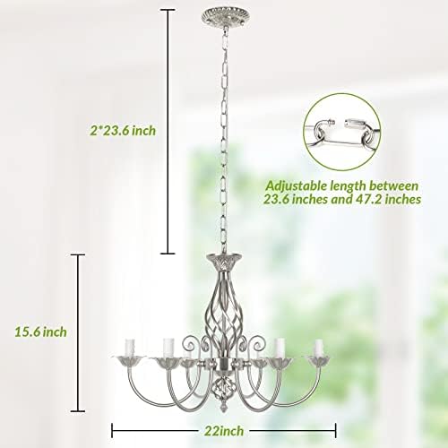 6-Light Farmhouse Candle Chandelier for Living Room Ceiling Light