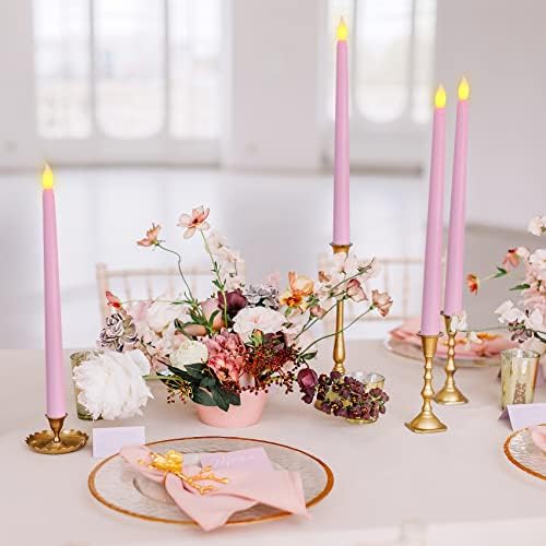Pink Flameless Taper Candles with Remote Set of 4