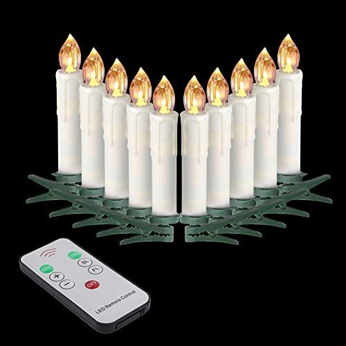 LEEHON Flameless Taper Candles with Remote Control Set of 10 Warm White