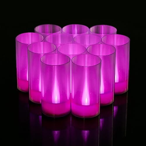 LANKER Flameless Candles LED Pillar Set of 12 Pink
