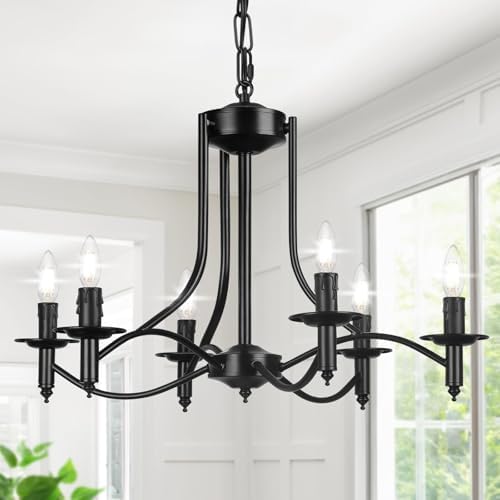 Brightever 6-Light Black Chandelier for Dining Room