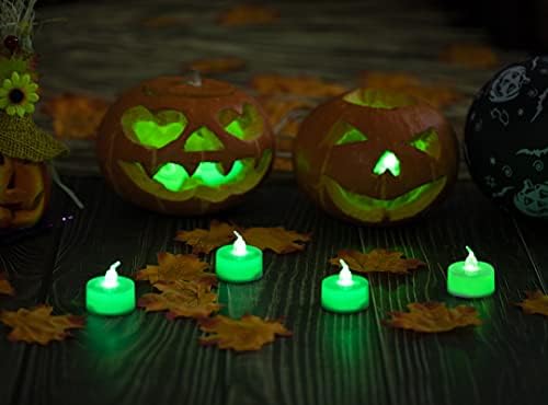 LANKER 24 Pack Green Flameless LED Tea Lights