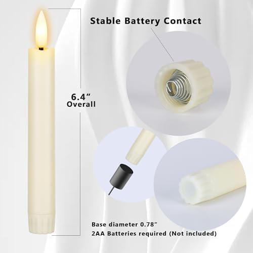 AFINETH 64 Inch Flameless Taper Candles with Remote Control 6 Pack