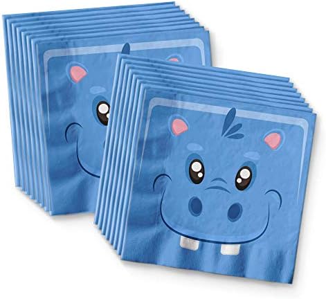 Hippo Birthday Party Tableware Set for 16 Guests