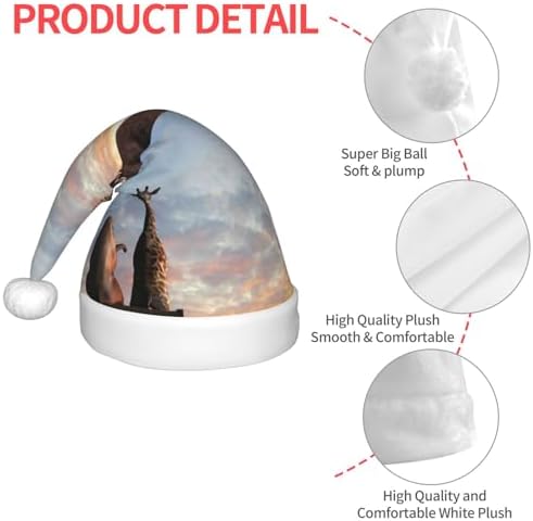 Elephant Giraffe Mountain Top Sunset Santa Hat for Kids