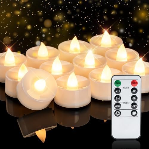 Homemory 12pcs Flameless LED Tea Lights with Remote and Timer
