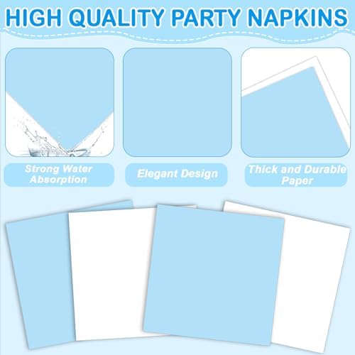 96PCS Blue and White Party Plates and Napkins Set for 24 Guests