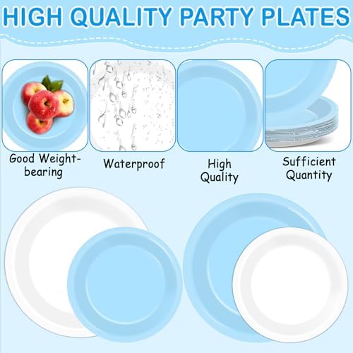 96PCS Blue and White Party Plates and Napkins Set for 24 Guests