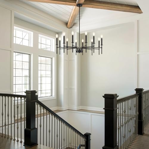 Qamra 12 Light Metal Black Chandelier for Dining Room