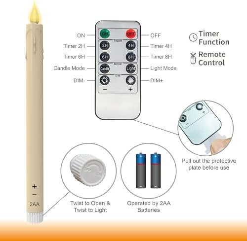 LED Flameless Taper Candles 106 Inch Set of 12