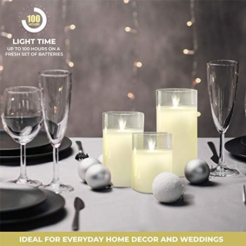 Lumabase Glass Hurricane LED Candles - Set of 3