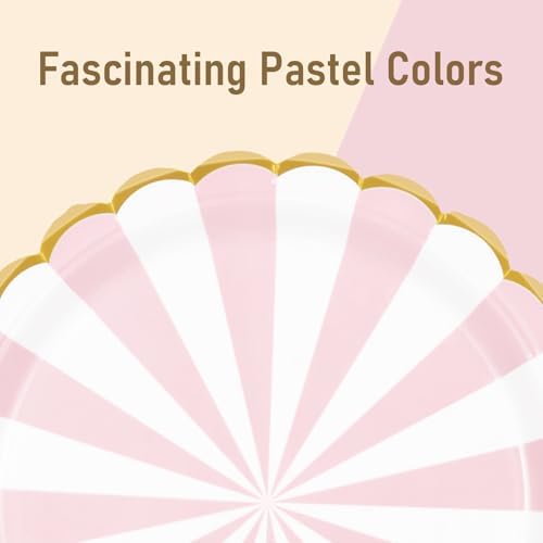 96PCS Pink and White Party Plates with Napkins and Forks