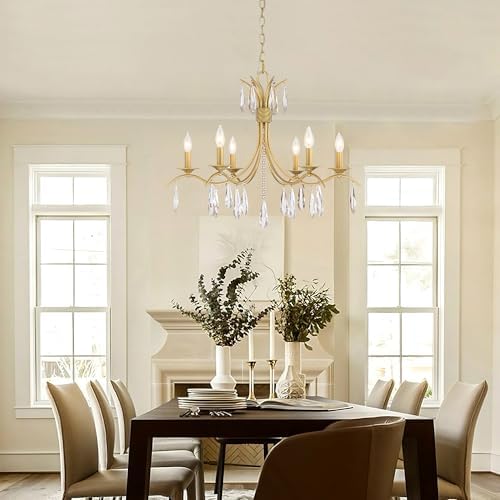 Modern Gold 6-Light Crystal Chandelier for Living Room