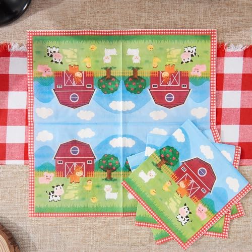 WERNNSAI Farm Plates and Napkins 48PCS Set for 16 Guests