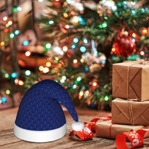 Navy Blue Santa Hat for Kids Baby Christmas Hats Plush Holiday Hat