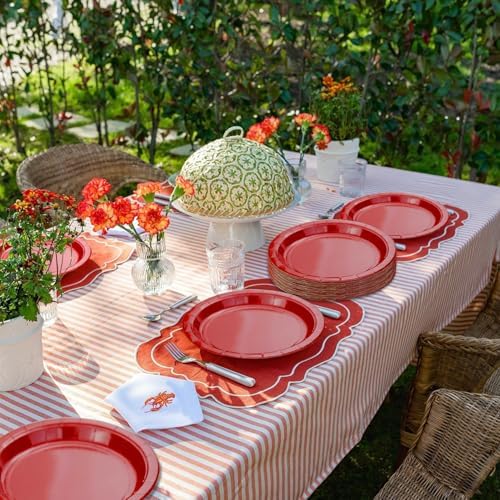 50 Pcs Red Paper Plates 9 Inch Christmas Party Plates