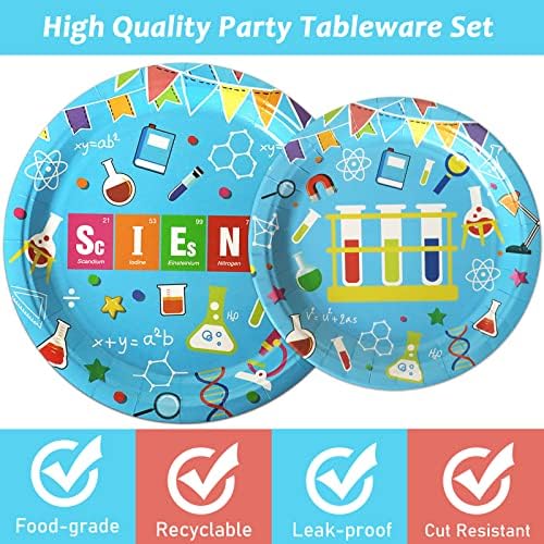 Wiooffen 96 Pcs Science Party Tableware Set