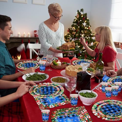 Avezano 192 Pcs Christmas Paper Plates Napkins Set Serve 24