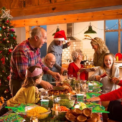 YQUQWN 168 PCS Christmas Plates and Napkins Set