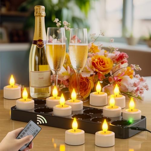 SoulBay USB Rechargeable Flameless Candles with Remote Control Timer 12pcs