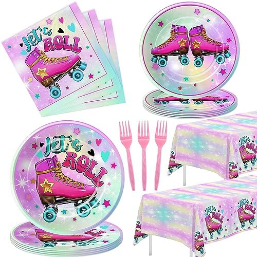 Roller Skate Birthday Party Supplies Set for 24