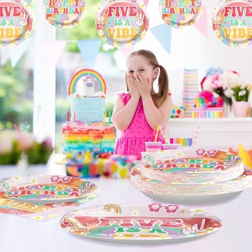Grencian 96Pcs 5th Birthday Party Tableware Set