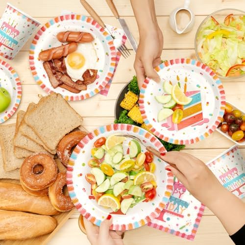 100pcs Birthday Plates Cups Napkins Set for 25 Guests