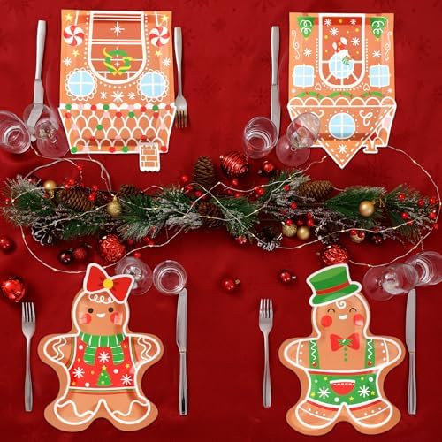 48 Count Christmas Gingerbread Plates Set for Party Decorations