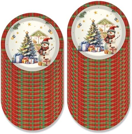 116 Piece Santa Plaid Party Tableware Set for 16 Guests