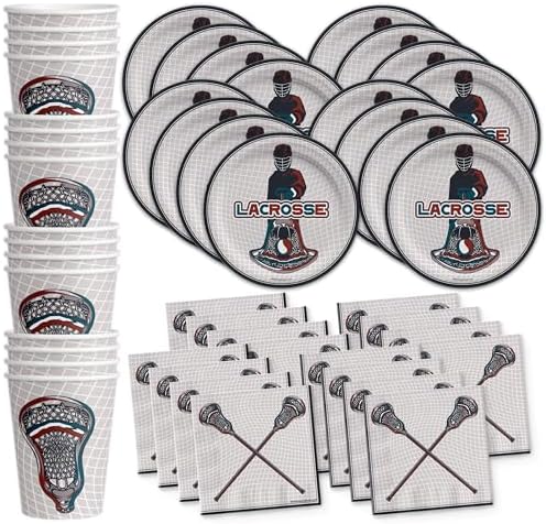 Lacrosse Themed Birthday Plates Napkins Cups Set for 16
