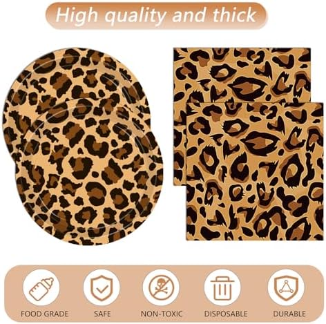 41Pcs Cheetah Print Party Decorations Set for 20 Guests