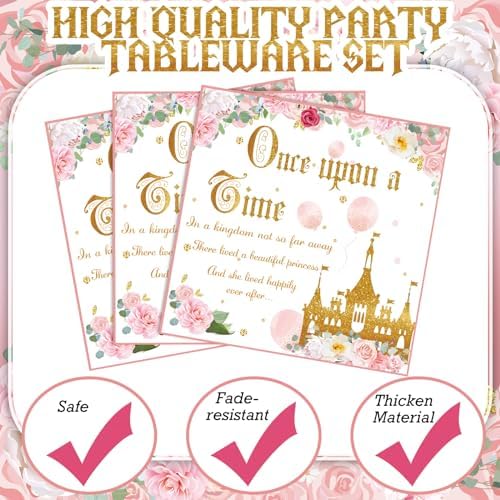 Sunnyray 96 Piece Castle Birthday Tableware Set for 24 Guests