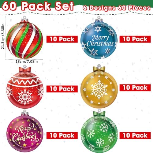60 Count Christmas Ball Shaped Paper Plates Set