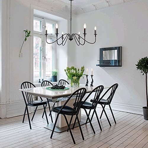 TA Black 6-Light Chandelier Classic Farmhouse Ceiling Light