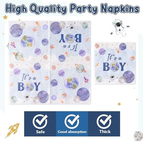 96Pcs Houston We Have A Boy Baby Shower Plates Set