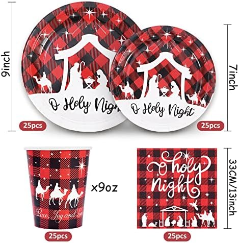 Whaline 100Pcs Christmas Tableware Set for Holiday Parties