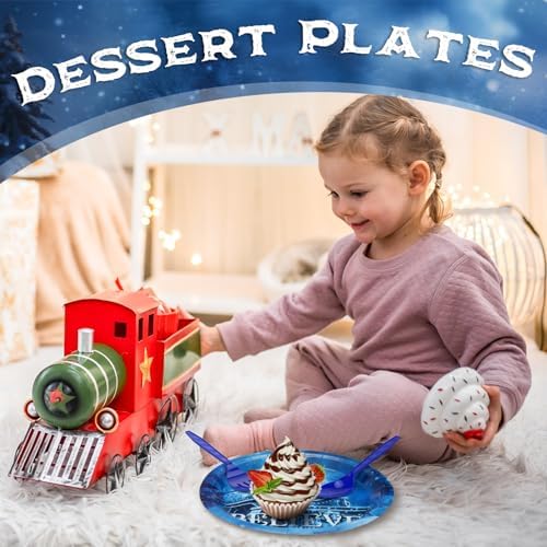 25 Pack Polar Train Christmas Plates PartyWare