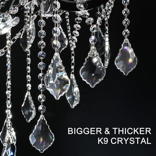 VARTTYAL Black Crystal Chandelier 8 Light 30 Inch Ceiling Light Fixture